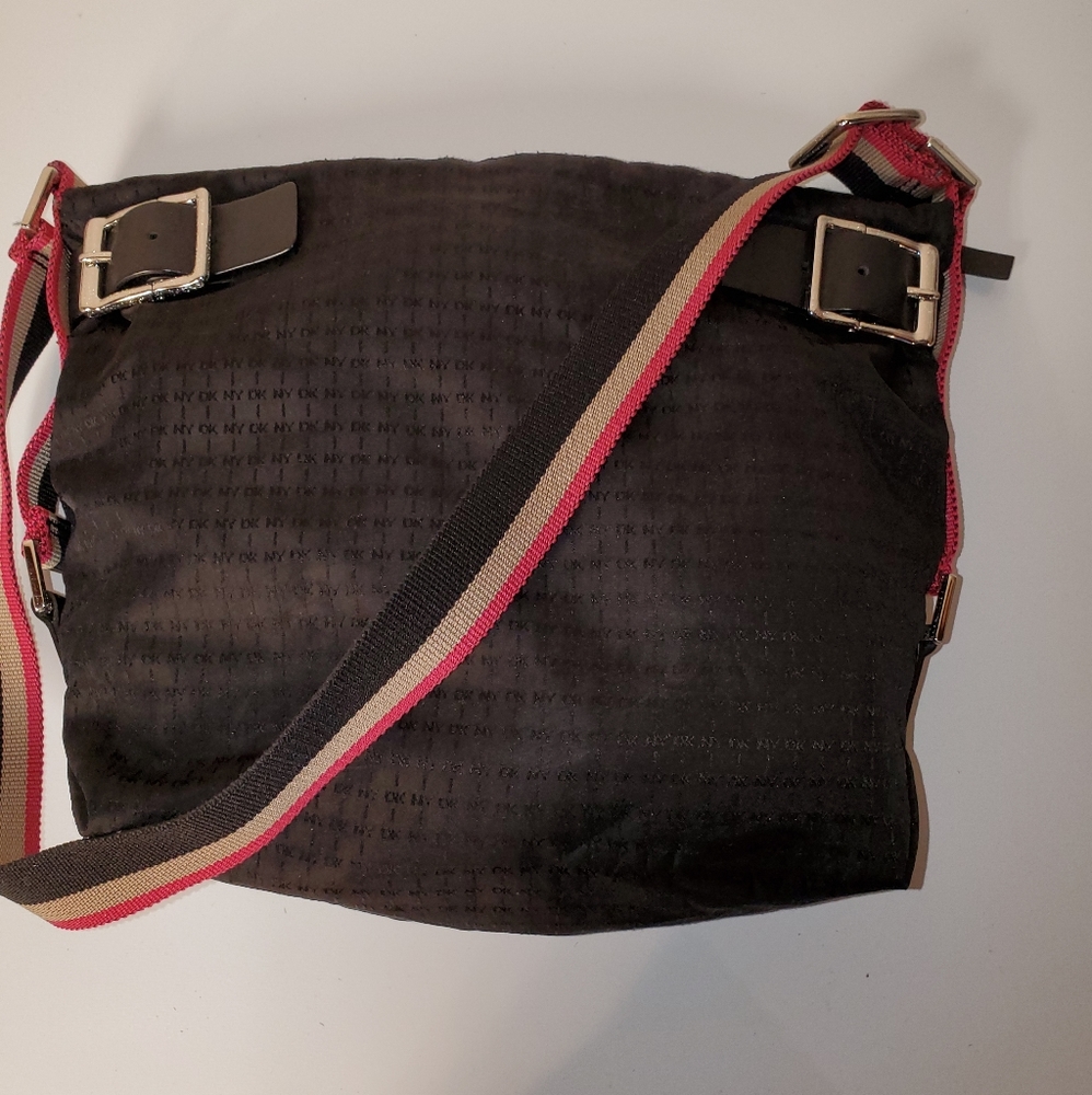 DKNY canvas with leather trim shoulder bag